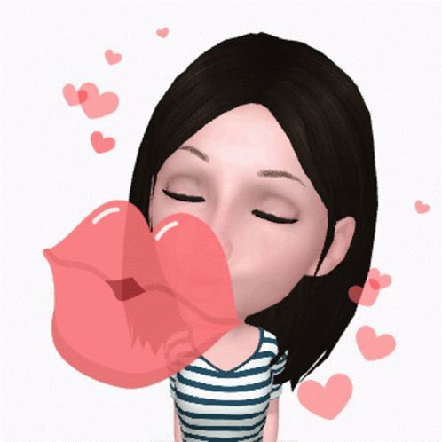 Смайлики поцелуя на гифках - 42 анимированных эмодзи