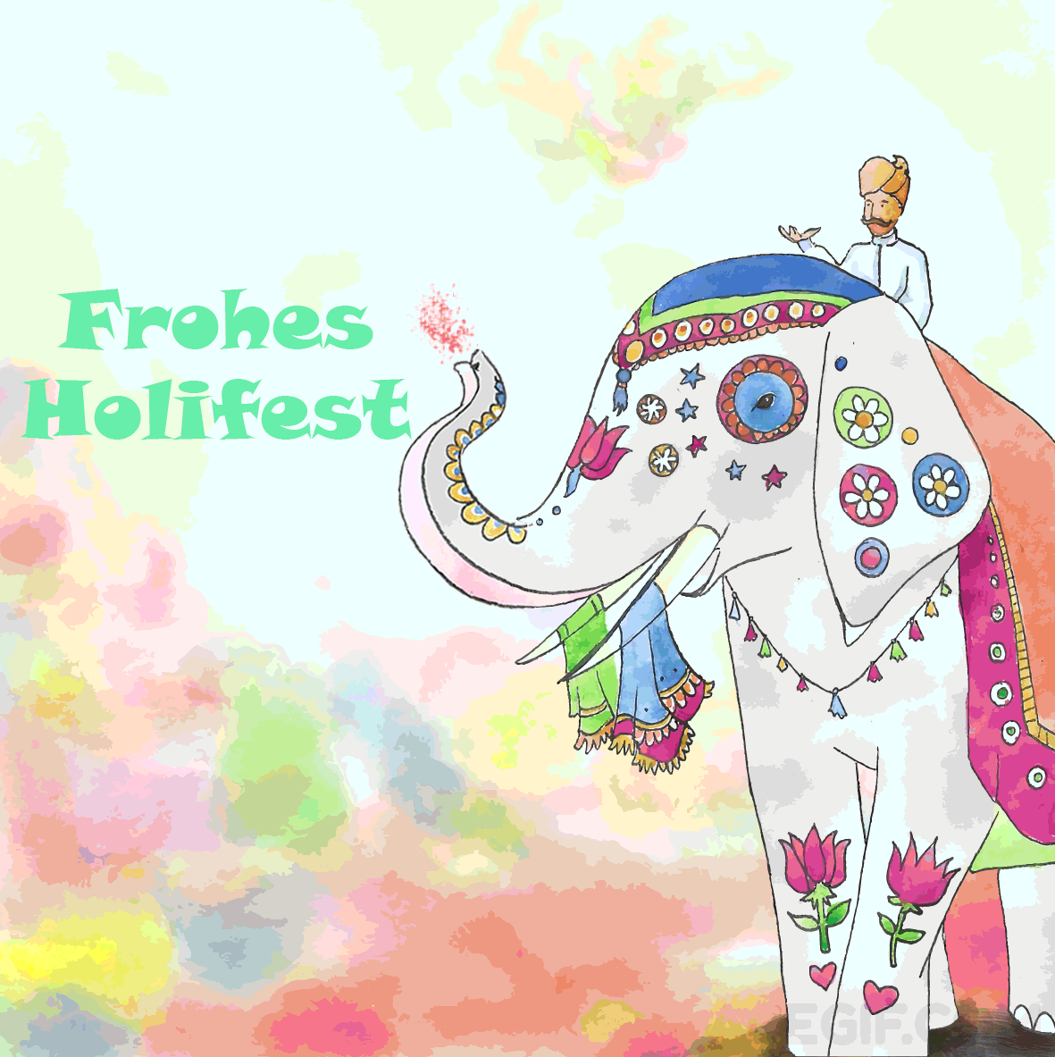 Frohes Holifest GIF - Animierte Grußkarten für Holi