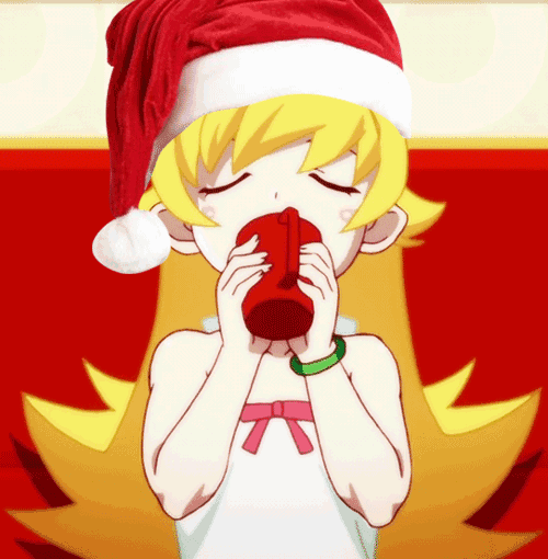 anime-christmas-48-girl-in-cute-hat-drinks-tea