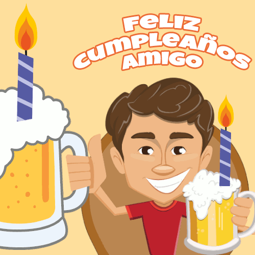 Feliz cumpleaños amigo GIFs - 50 tarjetas de felicitación animadas gratis