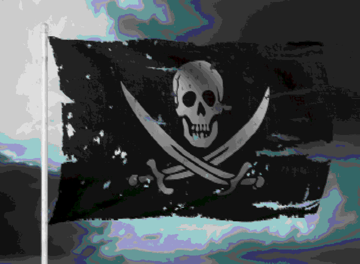 Pirátská vlajka na GIF, veselý roger - 25 animovaných obrázků GIF
