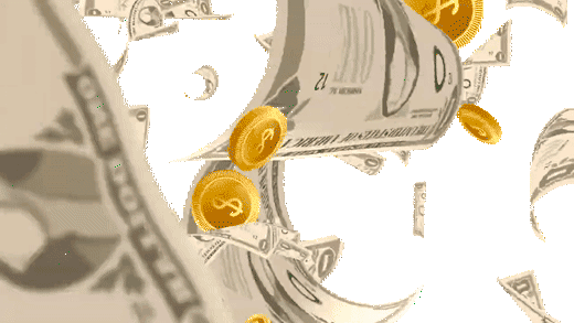 透明な背景に現金とお金のGIF
