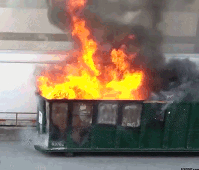 Мусорный контейнер в огне гифки