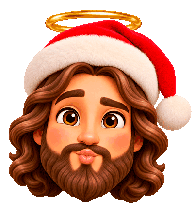Jesus emoji blows a Christmas kiss