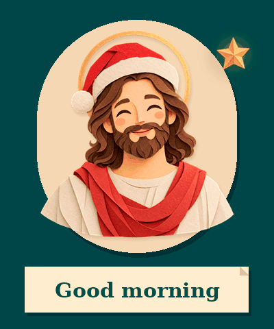 Jesus feels cute today because it's Christmas morning