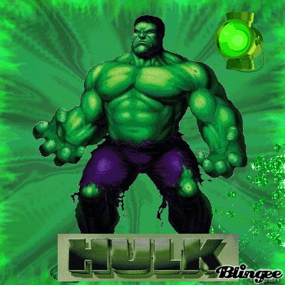a funny post ironic gif with hulk in postcard style