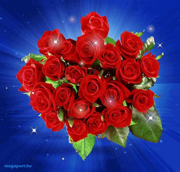 GIF růží, krásné kytice různých barev